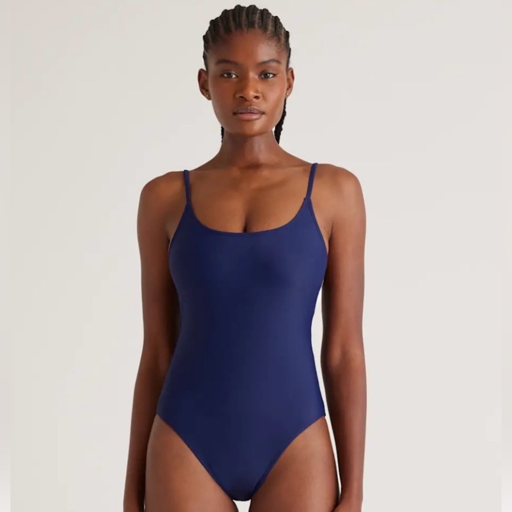 Quince Deep Navy Scoop One-Piece Swimsuit